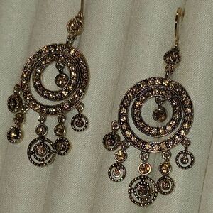 Gold Rhinestone Dangle Earrings